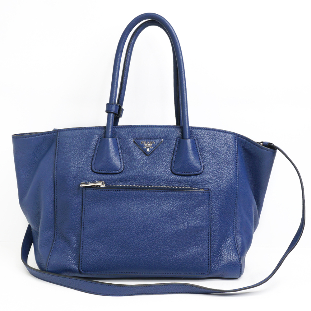 PRADA Vitello Phoenix Leather Tote Bag Shoulder